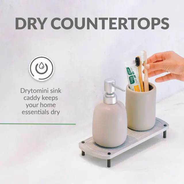 Alt view image 4 of 7 - Momo Lifestyle Bathroom Stone Sink Caddy, Fast Drying Ultra Absorbent Eco-Friendly Diatomaceous Earth Drytomini Countertop Rack Organizer