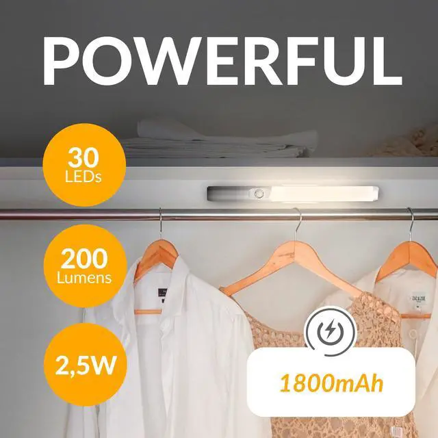 Alt view image 6 of 7 - Momo Lifestyle Motion Sensor LED Light Bar, Momo Glow Rechargeable Portable Under Cabinet Closet Light 1800 mAh 4000K 2.5W