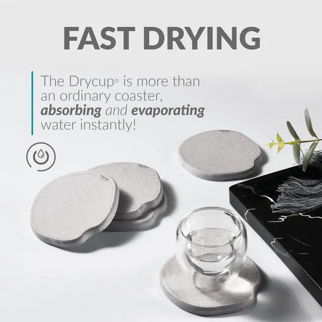 Alt view image 3 of 7 - Stone Coasters for Drinks Ultra Absorbent Fast Drying Non Scratch Diatomaceous Earth Drycup Momo Lifestyle (4 Pack)