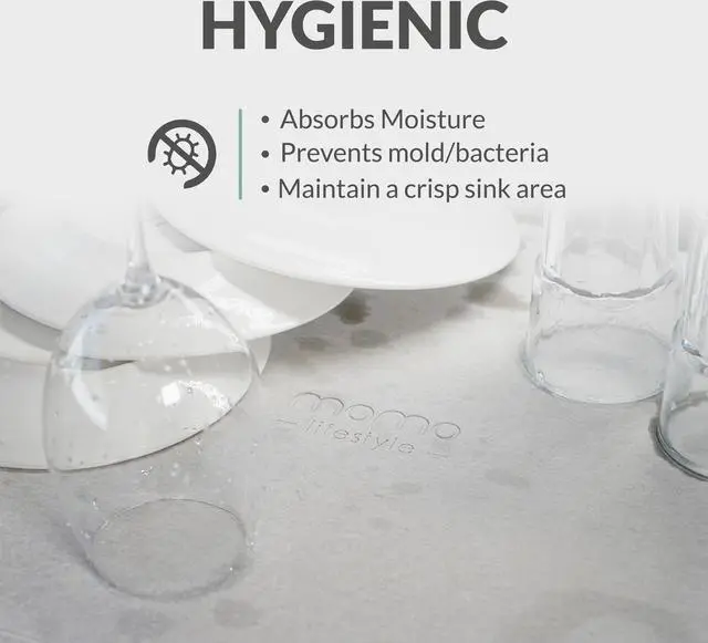 Alt view image 6 of 7 - Momo Lifestyle Stone Dish Drying Mat, Ultra Absorbent Quick Dry Diatomaceous Earth DryPad for Kitchen Counter (19.7 x 15.75 inches)