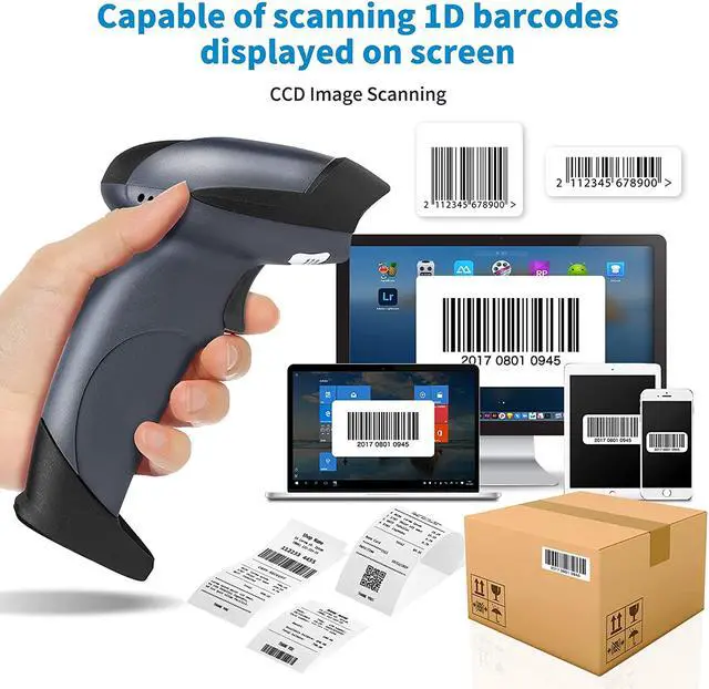 Alt view image 5 of 7 - Bluetooth Barcode Scanner with Stand 2.4G Wireless & Bluetooth & Wired 1D CCD Scanner Gun for Supermarket, Store, Warehouse Handheld Bar Code Reader Work with Windows, Mac,Android, iOS