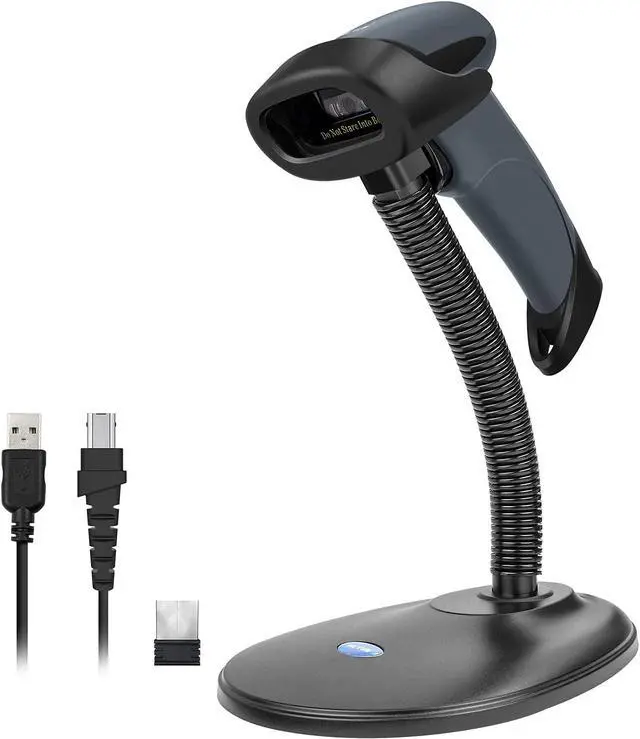 Main image of Bluetooth Barcode Scanner with Stand 2.4G Wireless & Bluetooth & Wired 1D CCD Scanner Gun for Supermarket, Store, Warehouse Handheld Bar Code Reader Work with Windows, Mac,Android, iOS