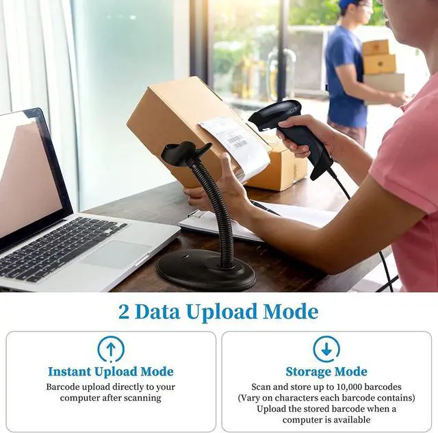 Alt view image 3 of 7 - Bluetooth Barcode Scanner with Stand 2.4G Wireless & Bluetooth & Wired 1D CCD Scanner Gun for Supermarket, Store, Warehouse Handheld Bar Code Reader Work with Windows, Mac,Android, iOS