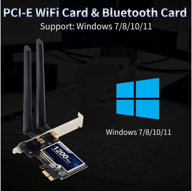 Alt view image 6 of 6 - PCE-AC1200 Desktop PCIe WiFi Card 1200Mbps 2.4GHz/5GHz WiFi Bluetooth 4.0 Wireless Adapter Dual Band Wireless-AC 802.11acbgn PCI Express x1 Network Card for Windows 7 8 10 11