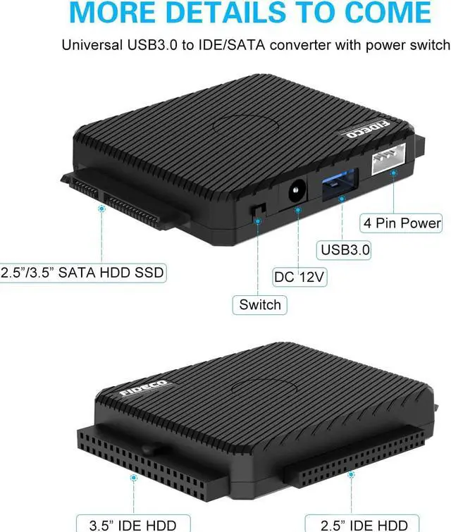 Alt view image 2 of 7 - IDE Adapter Cable, SATA Adapter Cable, USB 3.0 to IDE & SATA Hard Drvie Converter, IDE Hard drive docking station for 2.5"/3.5"/5.25" IDE and SATA III HDD SSD Drives, up to 2 x 10TB, LED indicator