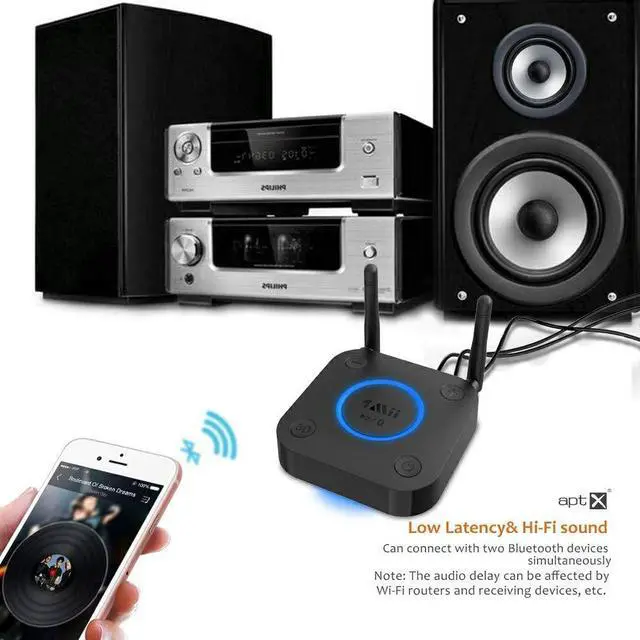 Alt view image 5 of 7 - Long Range Bluetooth Receiver, HiFi Wireless Audio Adapter, Bluetooth 5.0 Receiver with 3D Surround aptX Low Latency Optical RCA AUX 3.5mm Coaxial for Home Stereo System