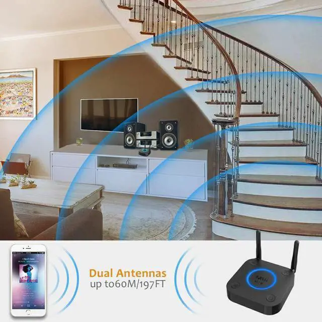 Alt view image 7 of 7 - Long Range Bluetooth Receiver, HiFi Wireless Audio Adapter, Bluetooth 5.0 Receiver with 3D Surround aptX Low Latency Optical RCA AUX 3.5mm Coaxial for Home Stereo System
