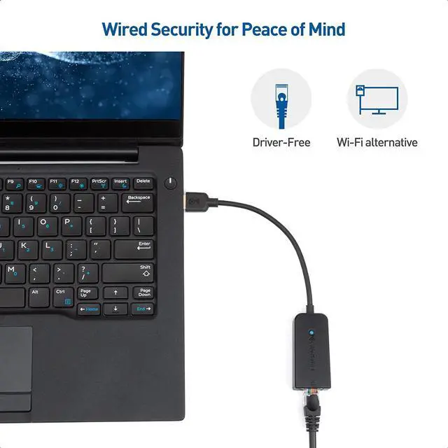 Alt view image 7 of 7 - Network Adapter, USB to Ethernet Adapter (USB 3.0 to Gigabit Ethernet, Ethernet to USB, Ethernet Adapter for Laptop) Supporting 10/100/1000 Mbps Ethernet Network in Black