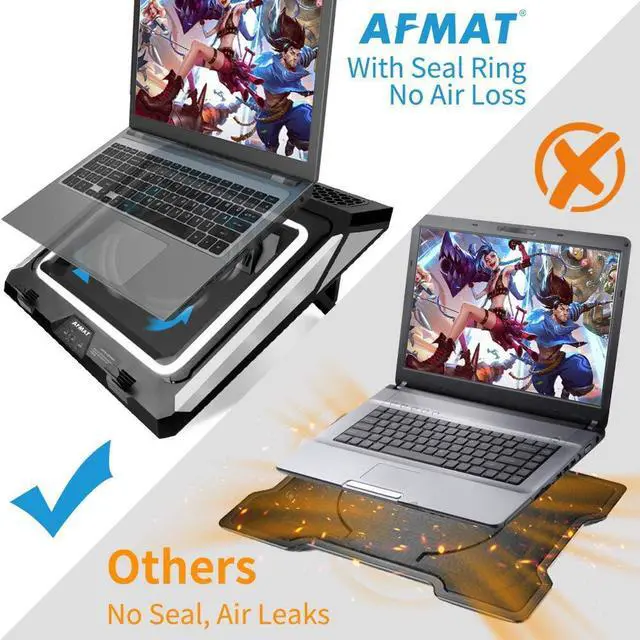 Alt view image 3 of 7 - Gaming Laptop Cooling Pad, 4500RPM Laptop Cooler Pad, More Powerful Turbo-Fan Cooling Pads for 14-17.3 inch Laptop,w/2 USB Ports, Colorful Lights, Adjustable Height, Temperature Drops by 20-30 Degrees