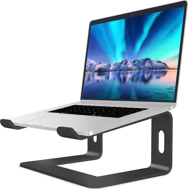 Main image of Laptop Stand, Aluminum Computer Riser, Ergonomic Laptops Elevator for Desk, Metal Holder Compatible with 10 to 15.6 Inches Notebook Computer, Black