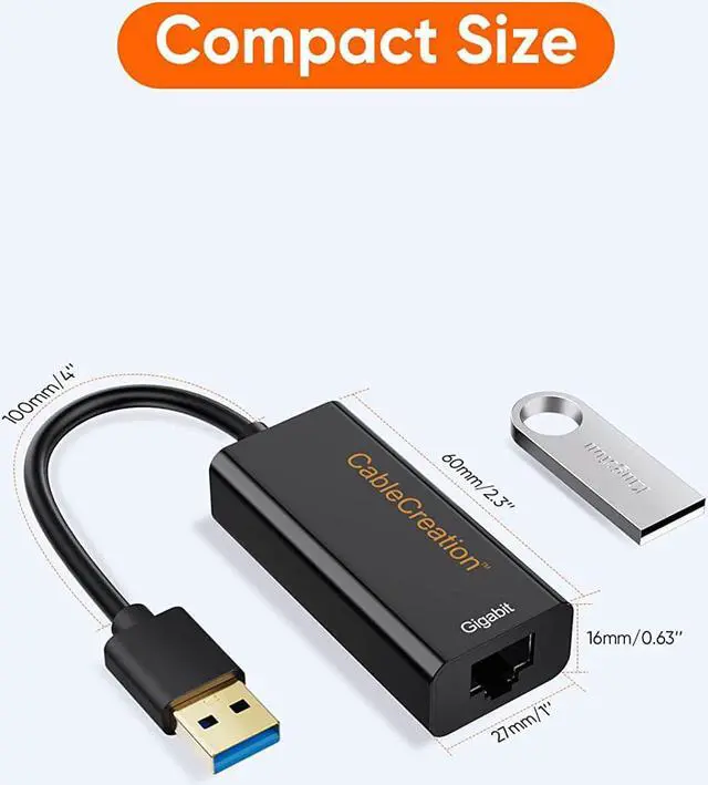 Alt view image 6 of 7 - USB 3.0 Network Adapter, High Performance Gold Plated USB to RJ45 Gigabit Ethernet Adapter Supporting 10/100/1000 Mbps Ethernet, No Driver Required, Black