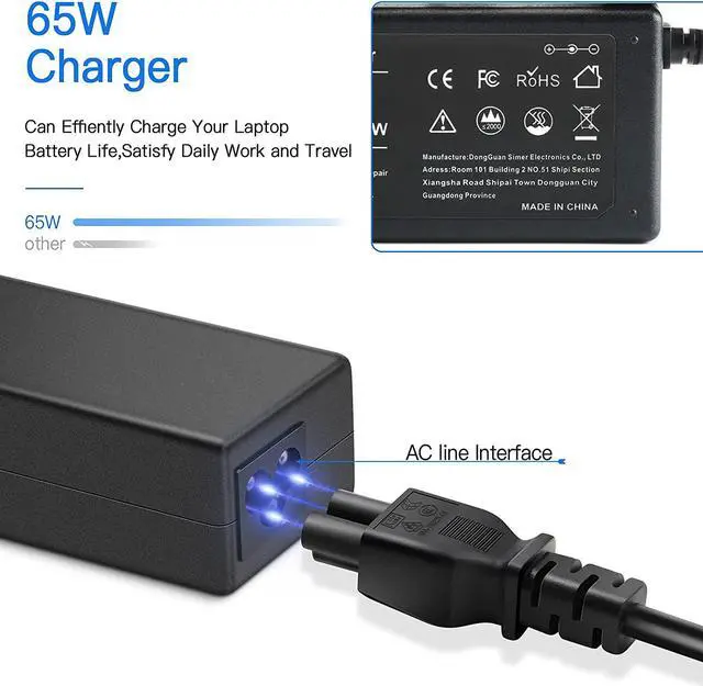 Alt view image 7 of 7 - 19.5V 3.33A AC Adapter Charger for HP 15-F009WM 15-F023WM 15-F039WM 15-F059WM 15-g073nr F9H92UA 15-g074nr Laptop 4.5/3.0mm Power Supply with Cord