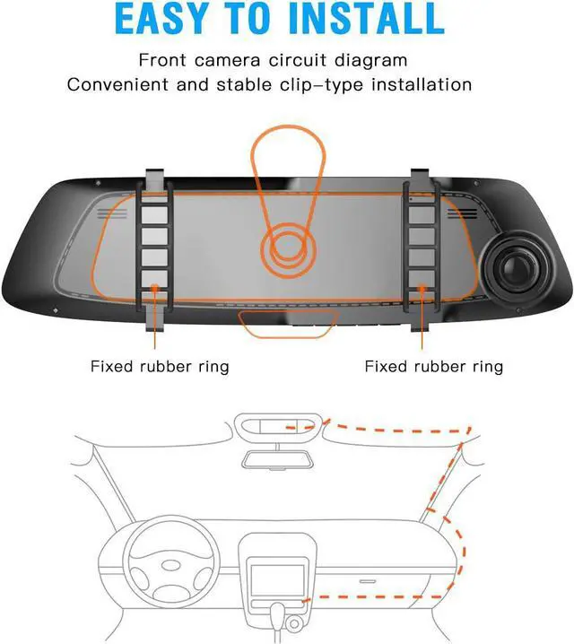 Alt view image 6 of 7 - 1080P Mirror Dash Cam for Cars with Waterproof Backup Camera 4.3 inch IPS Full Touch Screen Rear View Mirror Camera, Parking Monitor, Loop Recording