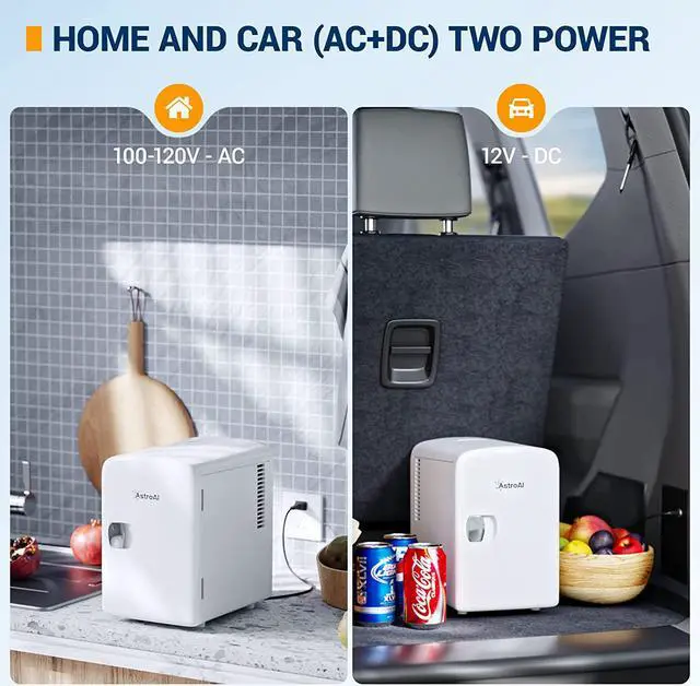 Alt view image 3 of 7 - Mini Fridge, 4 Liter/6 Can AC/DC Portable Thermoelectric Cooler and Warmer Refrigerators for Skincare, Beverage, Food, Cosmetics, Home, Dorm, Office and Car, ETL Listed (White)