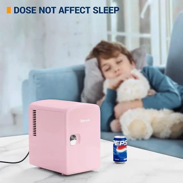 Alt view image 6 of 7 - Mini Fridge, 4 Liter/6 Can AC/DC Portable Thermoelectric Cooler and Warmer Refrigerators for Skincare, Beverage, Food, Cosmetics, Home, Office and Car, ETL Listed (Pink)