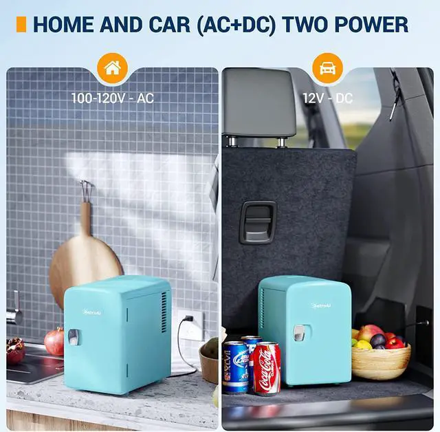 Alt view image 3 of 7 - Mini Fridge, 4 Liter/6 Can AC/DC Portable Thermoelectric Cooler and Warmer Refrigerators for Skincare, Beverage, Food, Cosmetics, Home, Office and Car, ETL Listed (Teal)