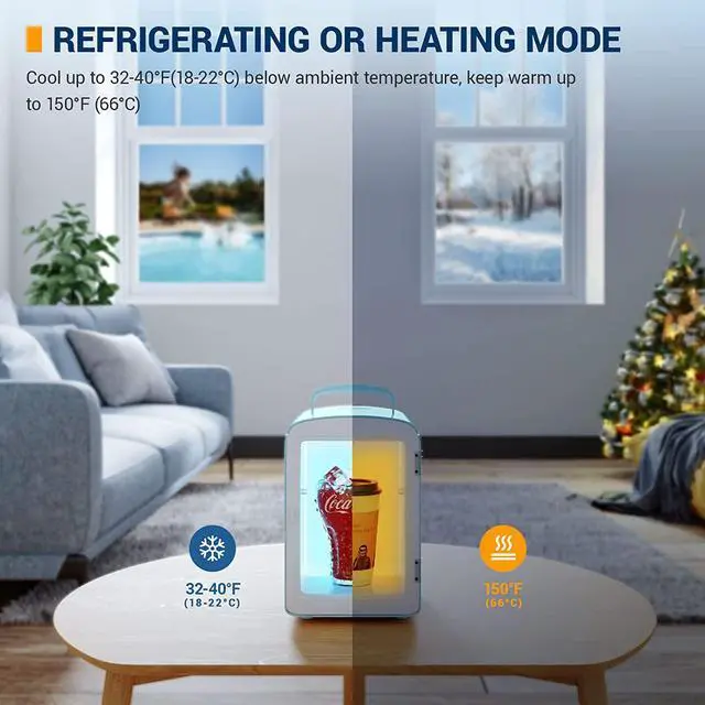Alt view image 2 of 7 - Mini Fridge, 4 Liter/6 Can AC/DC Portable Thermoelectric Cooler and Warmer Refrigerators for Skincare, Beverage, Food, Cosmetics, Home, Office and Car, ETL Listed (Teal)