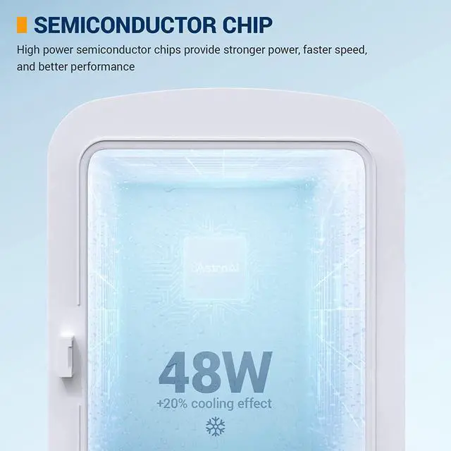 Alt view image 4 of 7 - Mini Fridge, 4 Liter/6 Can AC/DC Portable Thermoelectric Cooler and Warmer Refrigerators for Bedroom, Skincare, Beverage, Cosmetics, Home, Dorm, Office and Car, ETL Listed(Yellow)