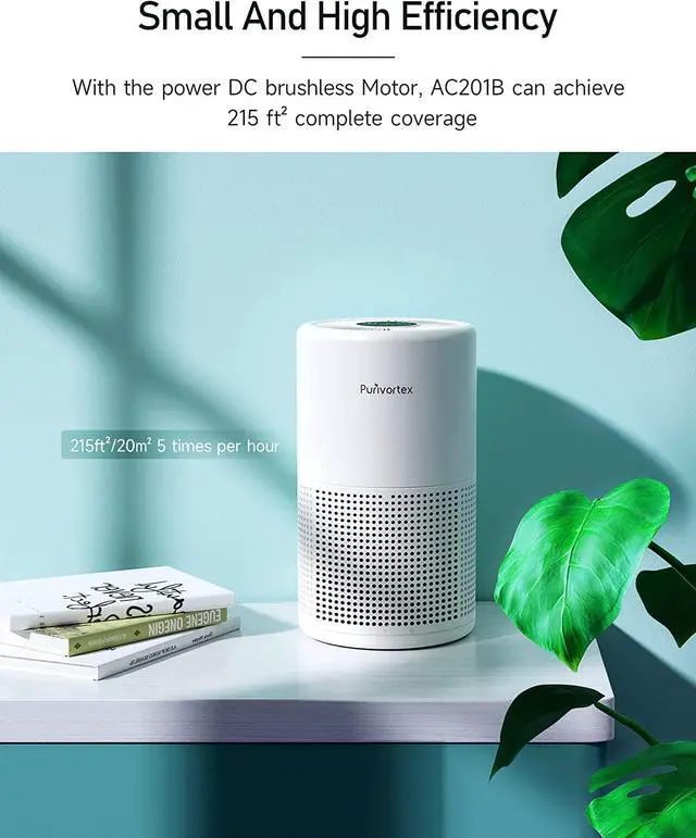 Alt view image 2 of 6 - Air Purifiers for Bedroom Home, H13 True HEPA Air Filter, 20db Quiet Air Purifier for Dust Smoke Pollen Dander Hair Smell and Pet Odor, Small Air Cleaner for Office Living Room, Ozone Free, 215 ft² Co