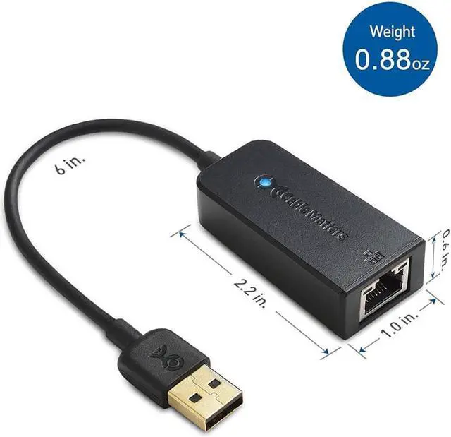 Alt view image 2 of 7 - Network Adapter, USB to Ethernet Adapter (USB 2.0 to Ethernet / USB to RJ45) Supporting 10 / 100 Mbps Ethernet Network in Black