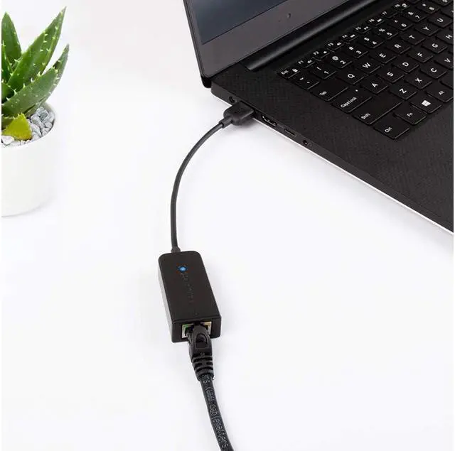 Alt view image 6 of 7 - Network Adapter, USB to Ethernet Adapter (USB 2.0 to Ethernet / USB to RJ45) Supporting 10 / 100 Mbps Ethernet Network in Black