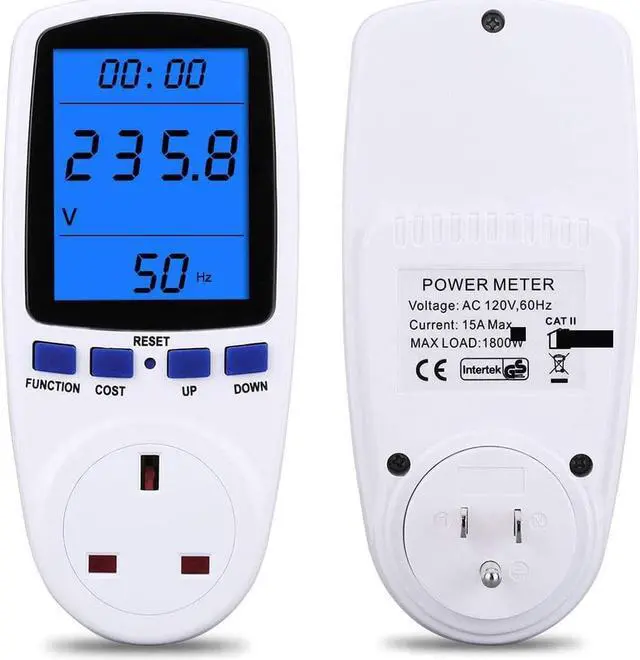 Alt view image 3 of 6 - Upgraded Brighter LCD Display Night Vision Power Meter Plug, Power Consumption Monitor Energy Voltage Amps Electricity Usage Monitor, Overload Protection, 7 Display Modes for Energy Saving, Watt Meter