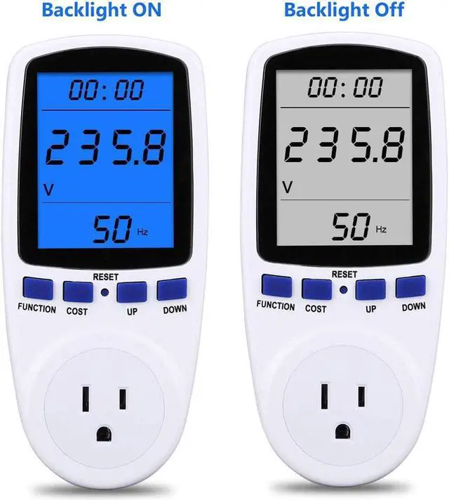 Alt view image 2 of 6 - Upgraded Brighter LCD Display Night Vision Power Meter Plug, Power Consumption Monitor Energy Voltage Amps Electricity Usage Monitor, Overload Protection, 7 Display Modes for Energy Saving, Watt Meter