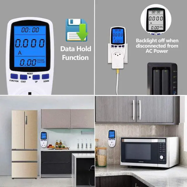 Alt view image 6 of 6 - Upgraded Brighter LCD Display Night Vision Power Meter Plug, Power Consumption Monitor Energy Voltage Amps Electricity Usage Monitor, Overload Protection, 7 Display Modes for Energy Saving, Watt Meter