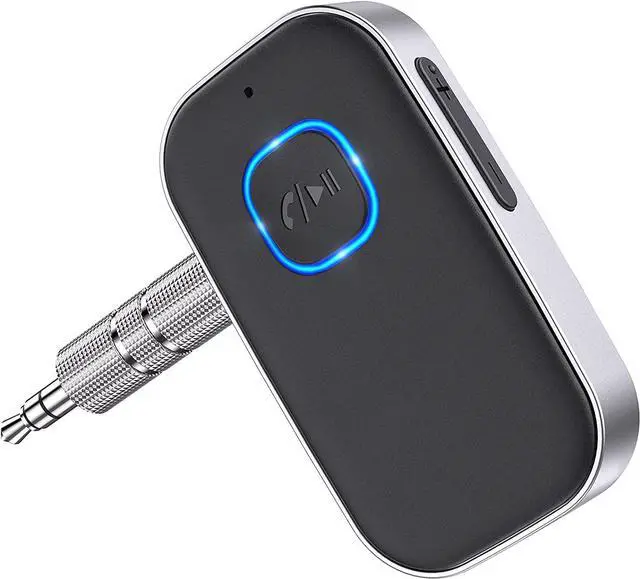 Main image of Bluetooth 5.0 Receiver for Car, Noise Cancelling Bluetooth AUX Adapter, Bluetooth Music Receiver for Home Stereo/Wired Headphones/Hands-Free Call,16H Battery Life-Black+Silver