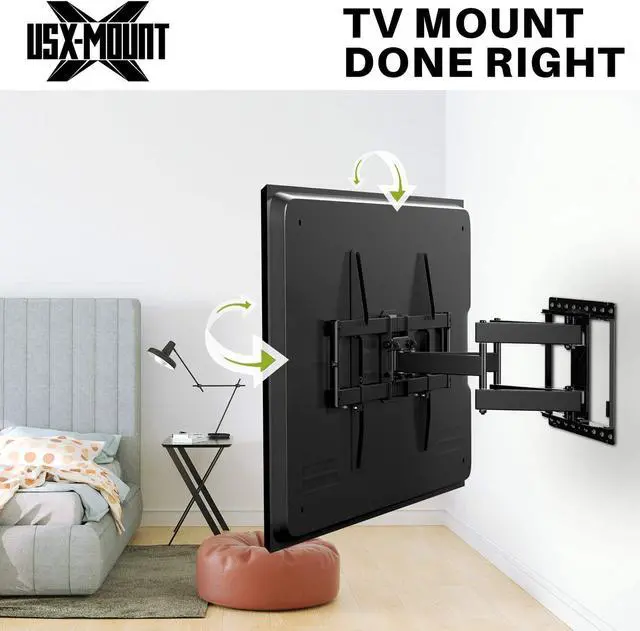 Alt view image 7 of 7 - Full Motion TV Wall Mount for Most 47-84 inch Flat Screen/LED/4K TV, TV Mount Bracket Dual Swivel Articulating Tilt 6 Arms, Max VESA 600x400mm, Holds up to 132lbs, Fits 8 12 16" Wood Studs