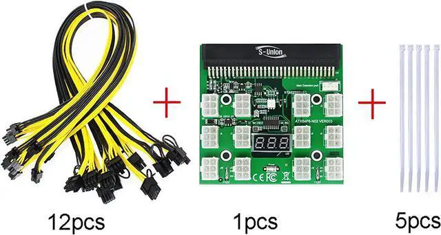 Alt view image 5 of 7 - Ethereum ETH ZEC Mining Power Supply 12V GPU/PSU Breakout Board + 12pcs 16AWG PCI-E 6Pin to 6+2Pin Cables 27.5Inch Length(70CM, with 5 Nylon Cable Ties)