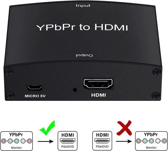 Alt view image 6 of 14 - Component to HDMI Adapter, YPbPr to HDMI Coverter + R/L, NEWCARE Component 5RCA RGB to HDMI Converter Adapter, Supports 1080P Video Audio Converter Adapter for DVD PSP to HDTV Monitor