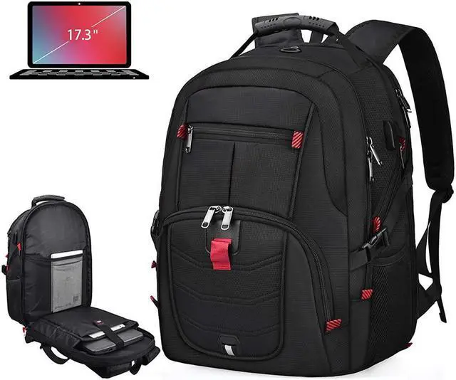 Main image of Laptop Backpack 17 Inch Waterproof Extra Large TSA Travel Backpack Anti Theft College Business Mens Backpacks with USB Charging Port 17.3 Gaming Computer Backpack for Women Men Black 45L