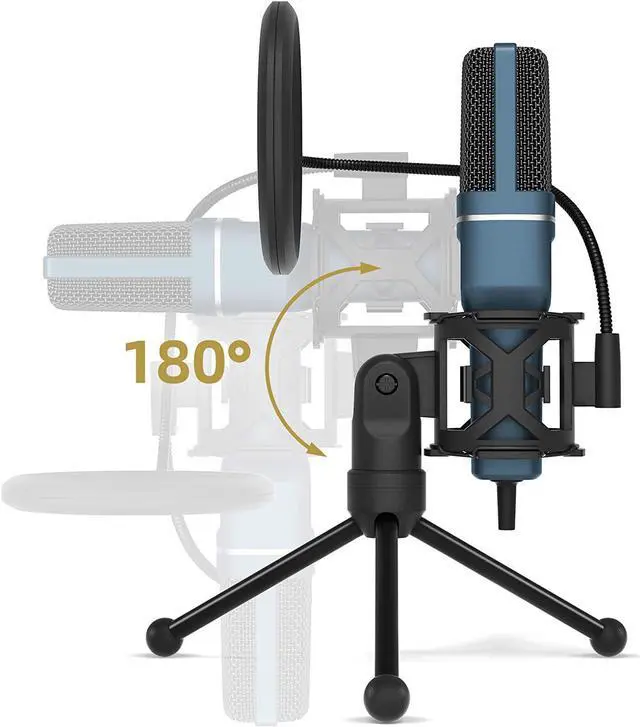 Alt view image 6 of 7 - USB Microphone, Computer Condenser PC Gaming Mic with Tripod Stand & Pop Filter for Streaming, Podcasting, Vocal Recording, Compatible with Laptop Desktop Windows Computer