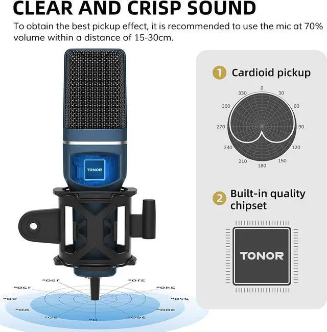 Alt view image 3 of 7 - USB Microphone, Computer Condenser PC Gaming Mic with Tripod Stand & Pop Filter for Streaming, Podcasting, Vocal Recording, Compatible with Laptop Desktop Windows Computer