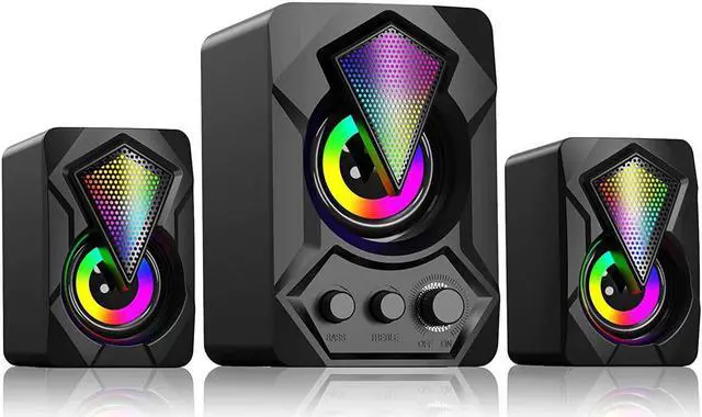 Main image of Computer Speakers with Subwoofer, 2.1 Multimedia Speakers System, USB-Powered Stereo Desktop Speakers with Dynamic RGB LED Light, 3.5mm Audio Input Great for PC, Laptop, Game Console