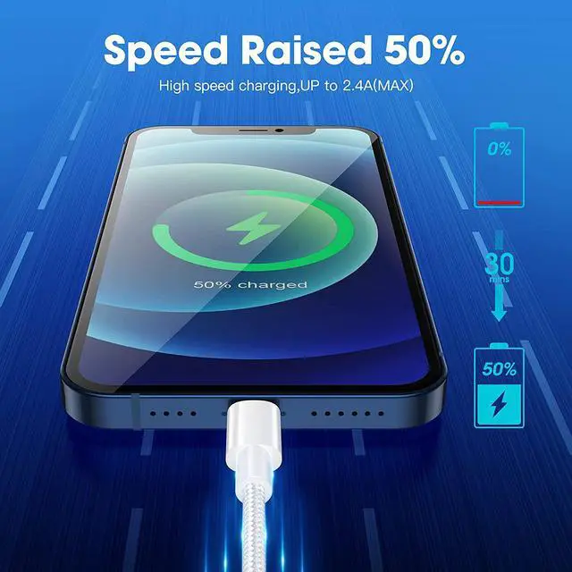 Alt view image 5 of 7 - iPhone Charger Cable[MFi Certified] 3 Pack iPhone Charger Cord, Premium Lightning Cable (3/6/10ft) Multipack and Length for iPhone 13 pro Max/12/11/XS/X/8/7/6 Plus/6s/5/SE/iPad Mini Air(White)