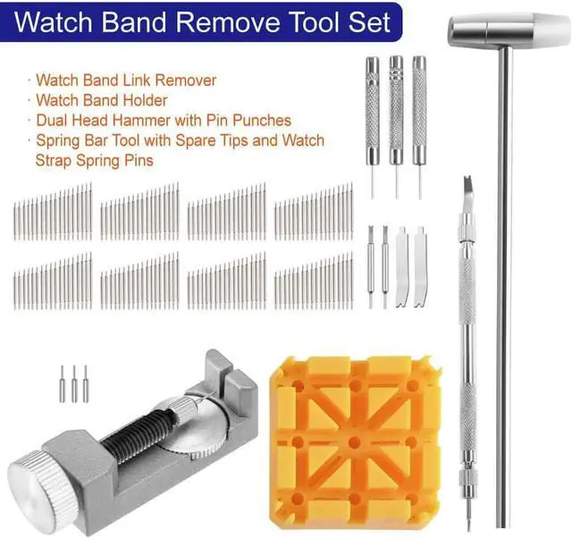 Alt view image 3 of 6 - 168 Pcs Watch Repair Tools Kit Professional Watch Opener Spring Bar Tool Watch Band Link Pin Back Remover Tool with Carrying Case