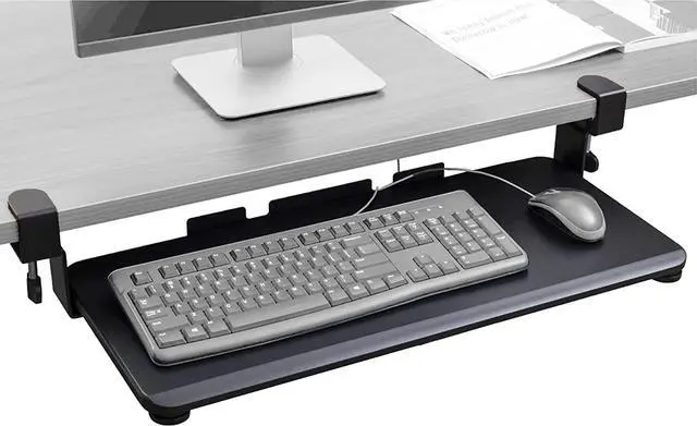 Main image of Keyboard Tray Under Desk  27" Clamp On Keyboard Drawer Computer Stand  Ergonomic Mouse & Keyboard Sliding Tray Computer Desk Extender