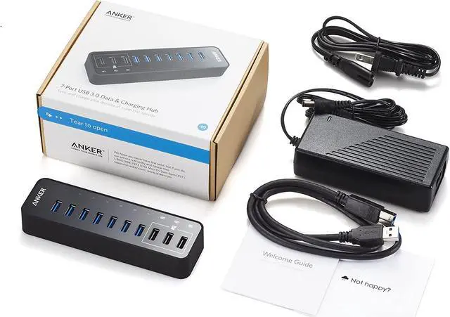 Alt view image 5 of 6 - 10 Port 60W Data Hub with 7 USB 3.0 Ports and 3 PowerIQ Charging Ports for MacBook, Mac Pro/Mini, iMac, XPS, Surface Pro, iPhone 7, 6s Plus, iPad Air 2, Galaxy Series, Mobile HDD, and More