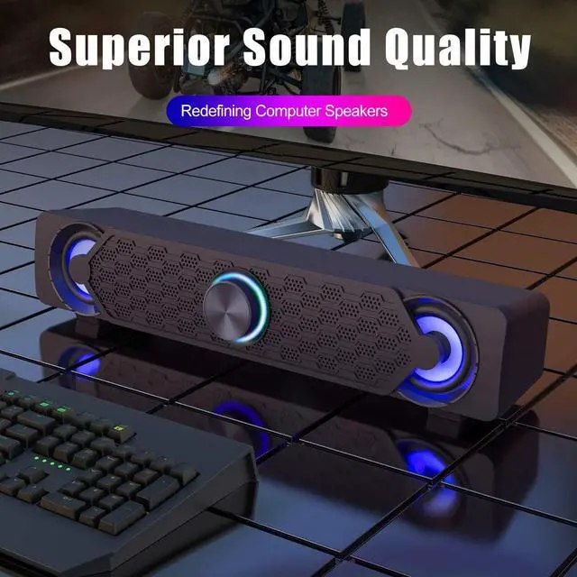 Alt view image 2 of 6 - Computer Speakers,Smalody PC Speaker Mini Led Soundbar Cool Design Perfect for Monitor Gaming Laptop Desktop Notebook