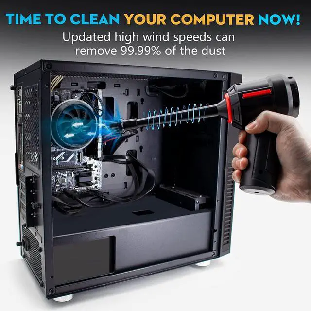 Alt view image 3 of 6 - Compressed Air Duster & Mini Vacuum Keyboard Cleaner 3-in-1, New Generation Canned Air Spray, Portable Electric Air Can, Cordless Blower Computer Cleaning Kit