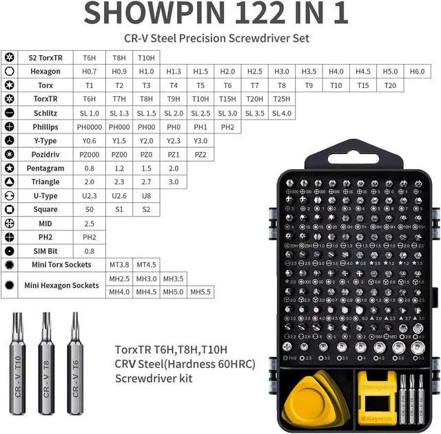 Alt view image 2 of 7 - Computer Repair Kit, 122 in 1 Magnetic Laptop Screwdriver Kit, Precision Screwdriver Set, Small Impact Screw Driver Set with Case for Computer, Laptop, PC, for iPhone, Watch, Ps4 DIY Hand Tools Yellow