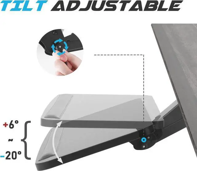 Alt view image 3 of 7 - Keyboard Tray Under Desk, 360°Adjustable Keyboard Mount and Mouse Tray, Smoothly Pull Out Desk Extender with Soft Supportive Pad (25 x9.8 inch)