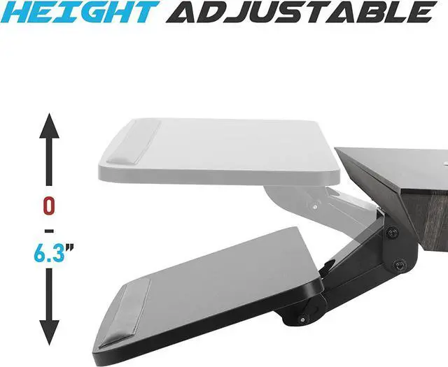 Alt view image 4 of 7 - Keyboard Tray Under Desk, 360°Adjustable Keyboard Mount and Mouse Tray, Smoothly Pull Out Desk Extender with Soft Supportive Pad (25 x9.8 inch)