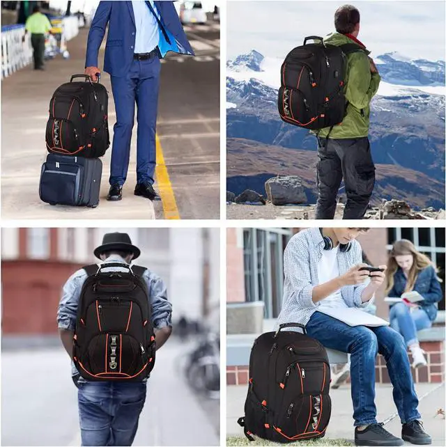 Alt view image 7 of 7 - Travel Laptop Backpack,Extra Large 18.4 inch Gaming Laptop Backpacks with USB Charging Port,Big Capacity TSA Friendly RFID Anti Theft Pocket Durable College School Heavy Duty Computer Bookbag for Men