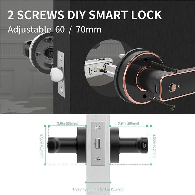Alt view image 4 of 5 - Fingerprint Door Lock - Biometric Door Knob Fingerprint Door Knob Keyless Entry Door Locks with Handle Door Lever for Homes/Apartments/Office/AirBnB/Hotels (Silver)