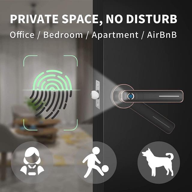 Alt view image 2 of 5 - Fingerprint Door Lock - Biometric Door Knob Fingerprint Door Knob Keyless Entry Door Locks with Handle Door Lever for Homes/Apartments/Office/AirBnB/Hotels (Silver)