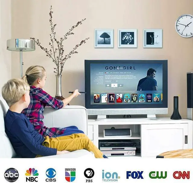 Alt view image 2 of 5 - Amplified HD Digital TV Antenna, 300 Miles Long Range Reception Indoor HDTV Antenna with Amplifier, Support 4K 1080P VHF UHF TV Channels and All TV