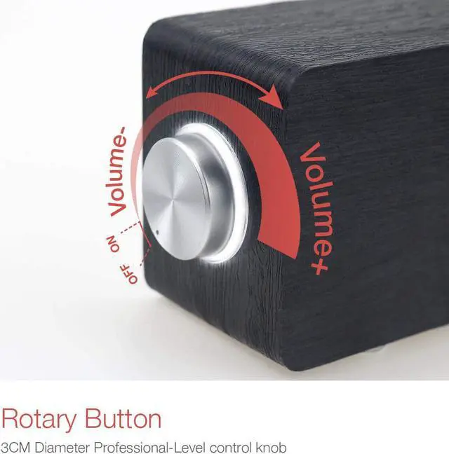 Alt view image 4 of 7 - Computer Speakers, Wired Computer Sound Bar, Wooden Mini Soundbar, USB Powered PC Speakers 3.5mm AUX & PC Input (Upgrade), Black (M30i)